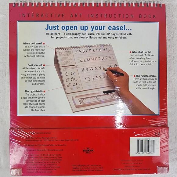 VTG 1994 Art Works Calligraphy Art Instruction Book Kit with Easel, Pen. Sealed - Picture 2 of 5